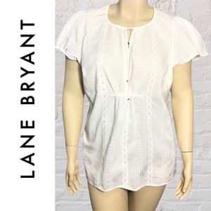 Lane Bryant White Eyelet Babydoll Blouse